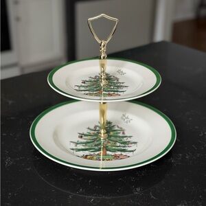 Spode Christmas Tree 2-Tiered Serving Plate Tray